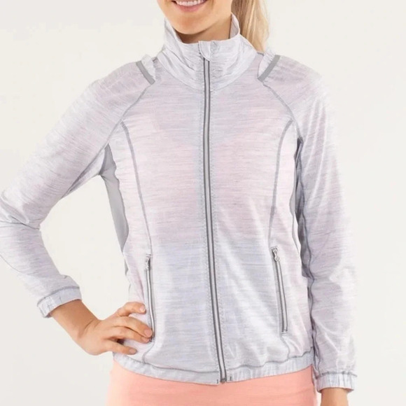 Lululemon Run Nada commuter denim white / fossil jacket athletic size 2 - Picture 4 of 17